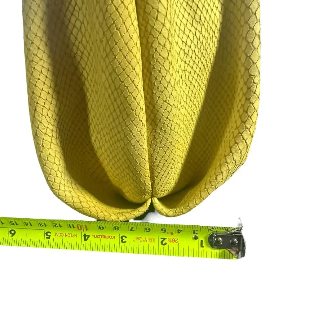 Berge Yellow Embossed Leather Shoulder Bag Snakeskin Hobo